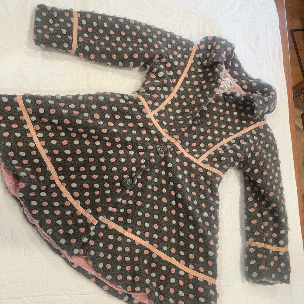 Polka Dot Kids Coat - Gray and Pink